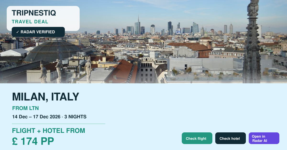 Milan travel deal from London Luton