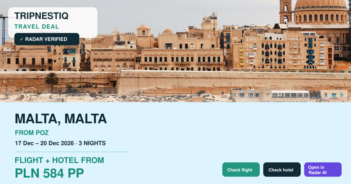 Malta travel deal from Poznań