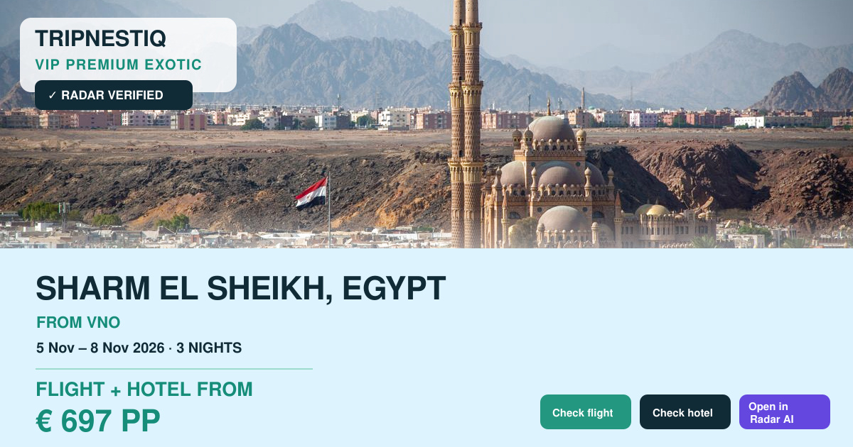 Sharm El Sheikh iš Vilnius — 3 nakvynės, skrydis + viešbutis nuo EUR 697 asm.