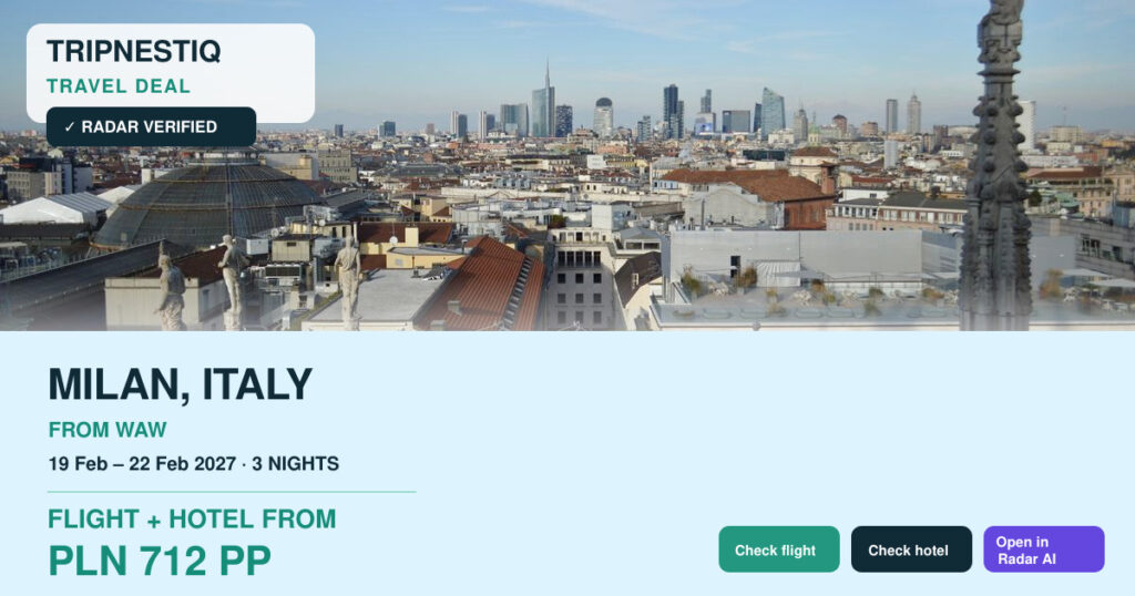 Milan travel deal from Warszawa