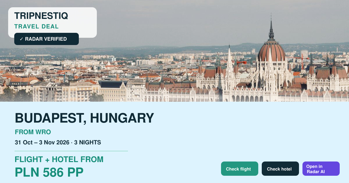 Budapest travel deal from Wrocław