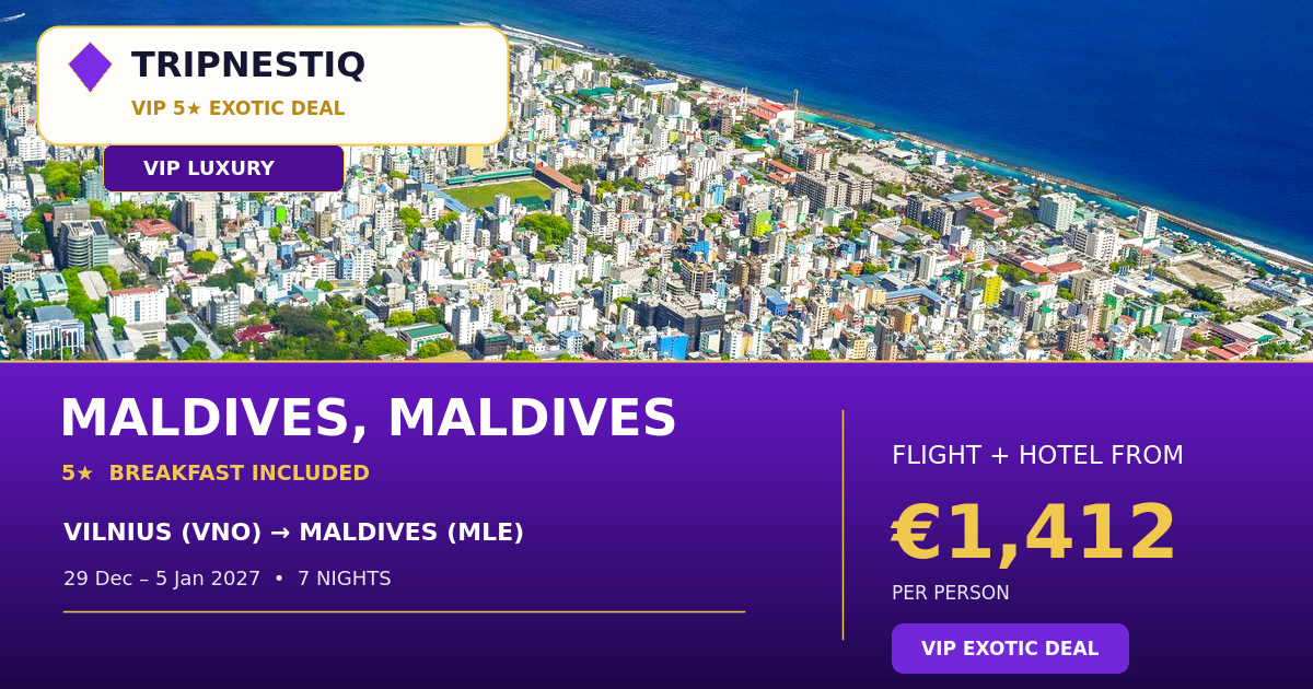 Maldives iš Vilnius — 7 nakvynės, skrydis + viešbutis nuo EUR 1,412 asm.